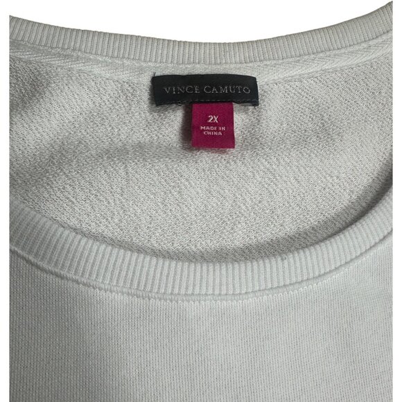 NWT Vince Camuto Plus Size Cold Shoulder White Snap Top 2X - Picture 2 of 4